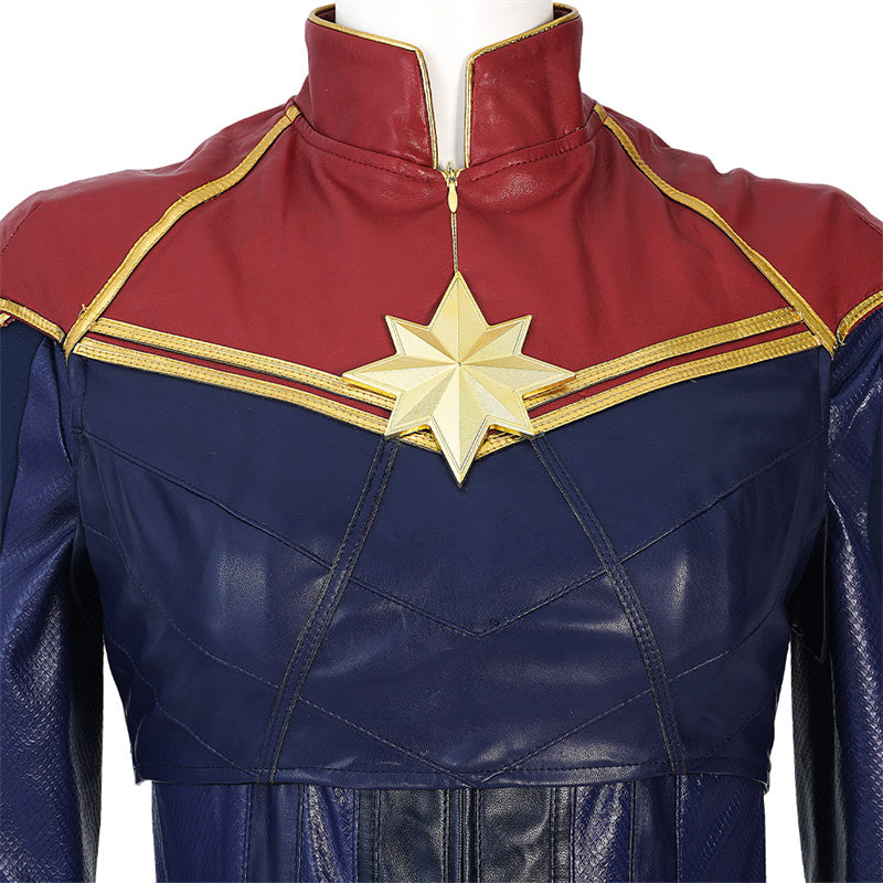 2022 Captain Marvel Carol Danvers Cosplay Costume Superhero Supergirl Battle Suit Blue Bodysuit - Image 14