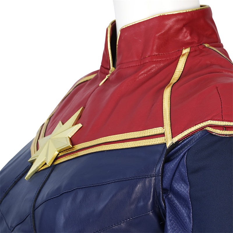2022 Captain Marvel Carol Danvers Cosplay Costume Superhero Supergirl Battle Suit Blue Bodysuit - Image 15