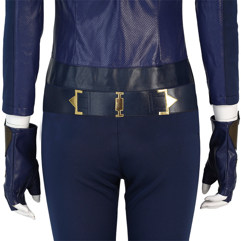 2022 Captain Marvel Carol Danvers Cosplay Costume Superhero Supergirl Battle Suit Blue Bodysuit - Image 17