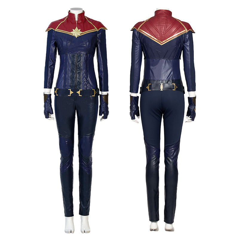 2022 Captain Marvel Carol Danvers Cosplay Costume Superhero Supergirl Battle Suit Blue Bodysuit - Image 3