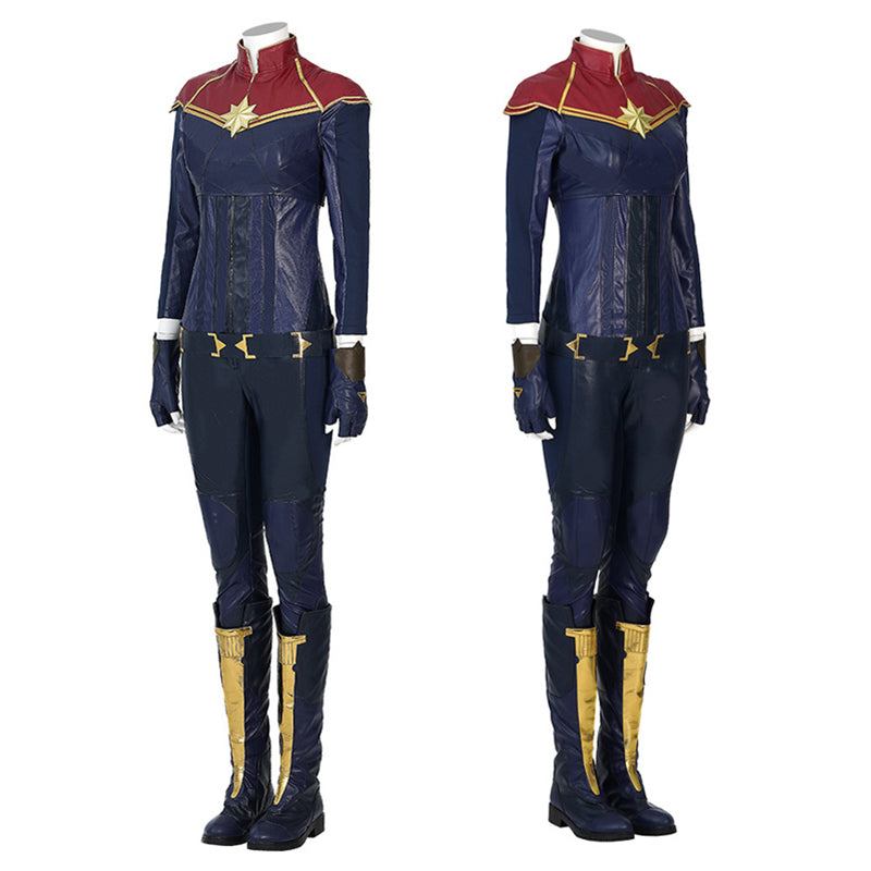 2022 Captain Marvel Carol Danvers Cosplay Costume Superhero Supergirl Battle Suit Blue Bodysuit - Image 2