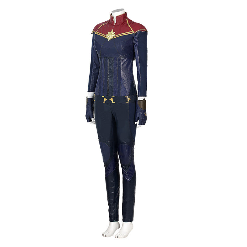 2022 Captain Marvel Carol Danvers Cosplay Costume Superhero Supergirl Battle Suit Blue Bodysuit - Image 4