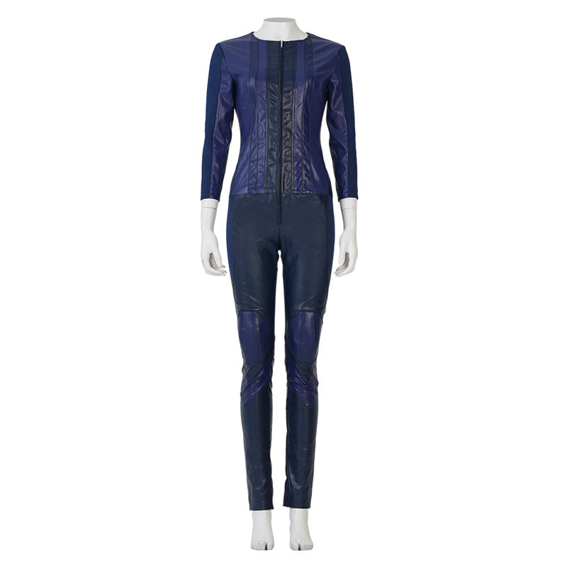2022 Captain Marvel Carol Danvers Cosplay Costume Superhero Supergirl Battle Suit Blue Bodysuit - Image 8
