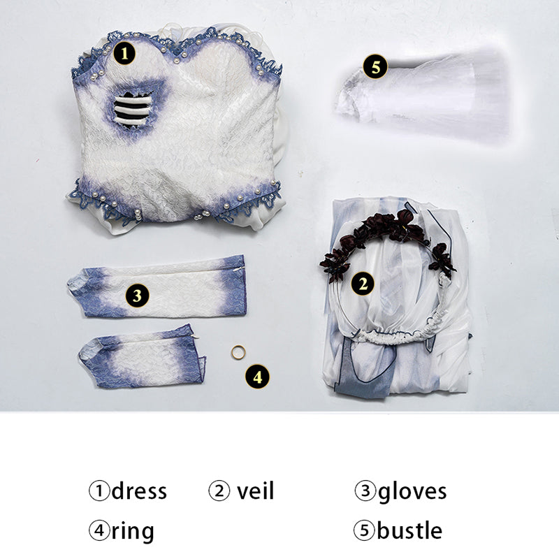 Corpse Bride Dress Tim Burton's Corpse Bride Emily Cosplay Costume Halloween Carnival Suit - Image 11