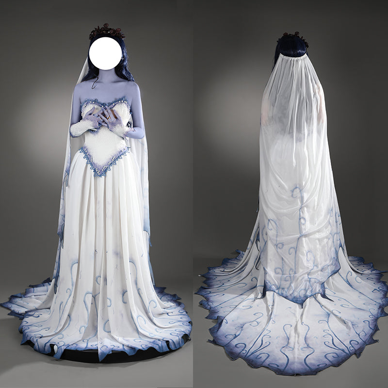 Corpse Bride Dress Tim Burton's Corpse Bride Emily Cosplay Costume Halloween Carnival Suit - Image 2