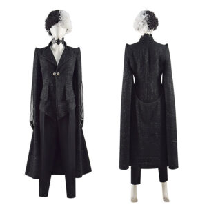 Cruella De Vil Cosplay 2021 Disney Movie Cruella Costume Black Coat With Wig