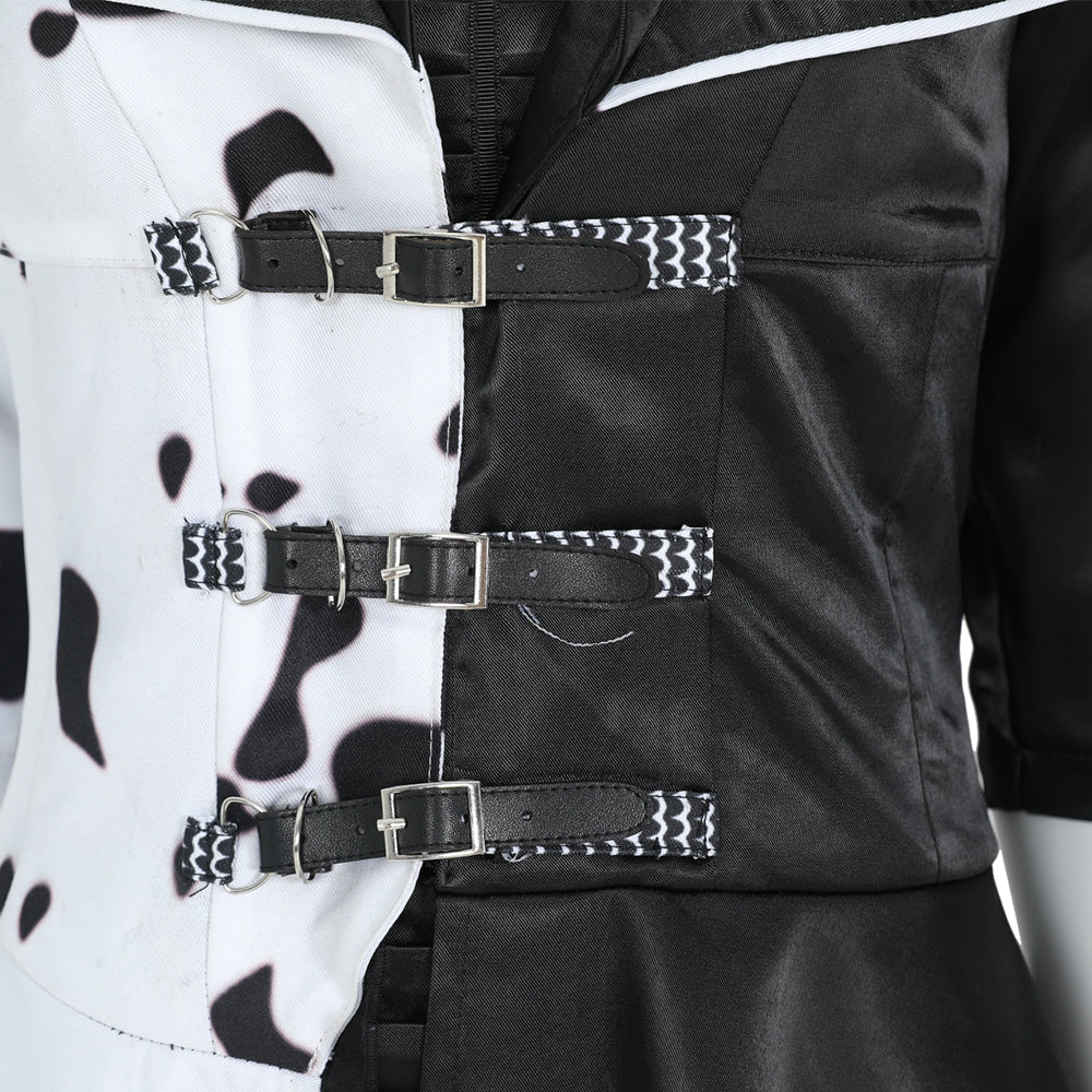 Cruella Deville Cosplay Costume Black White Spot Coat Halloween Carnival Outfit - Image 11