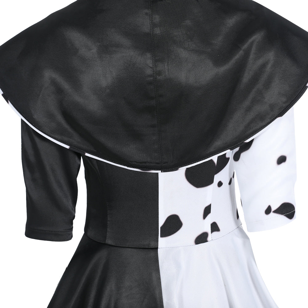 Cruella Deville Cosplay Costume Black White Spot Coat Halloween Carnival Outfit - Image 13