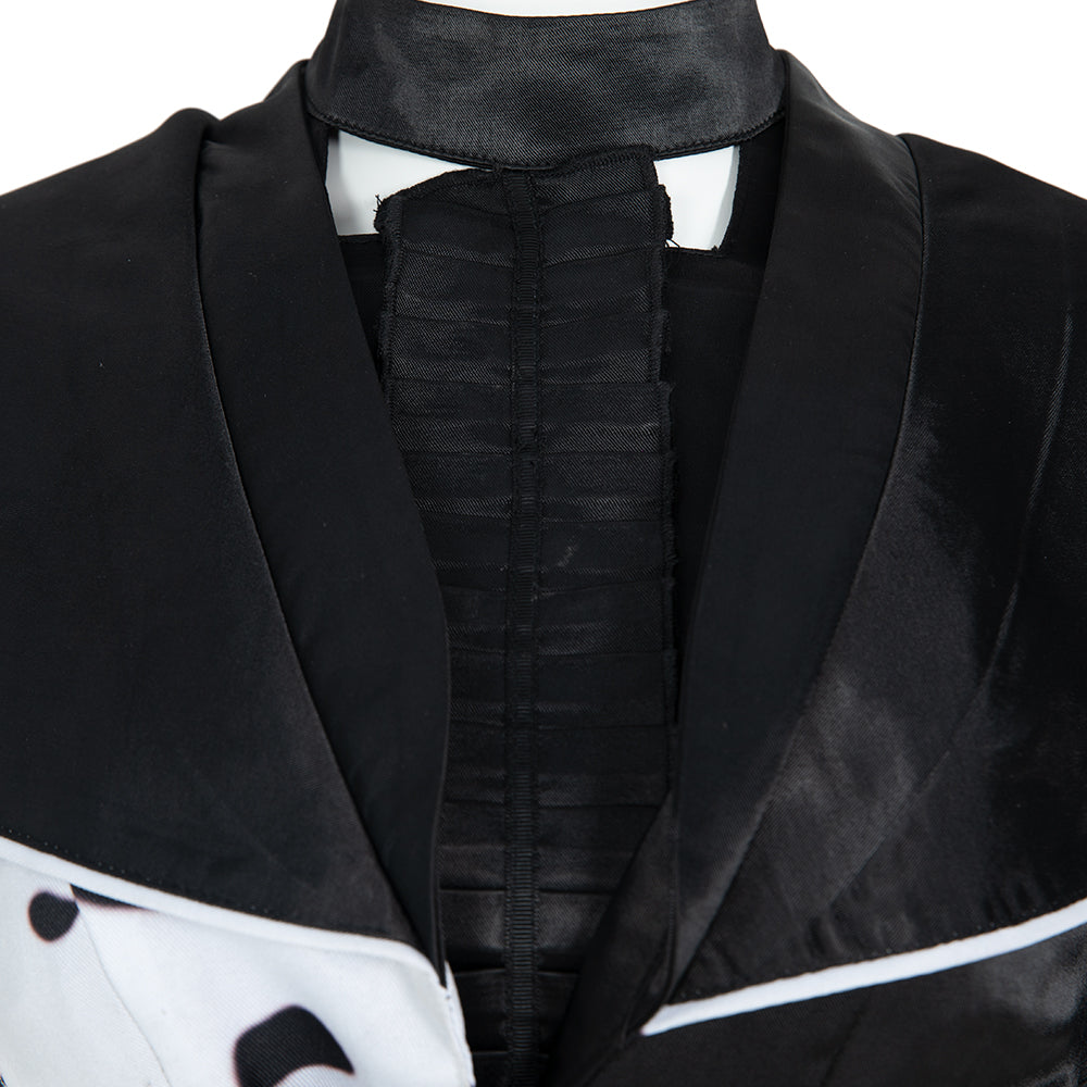 Cruella Deville Cosplay Costume Black White Spot Coat Halloween Carnival Outfit - Image 9