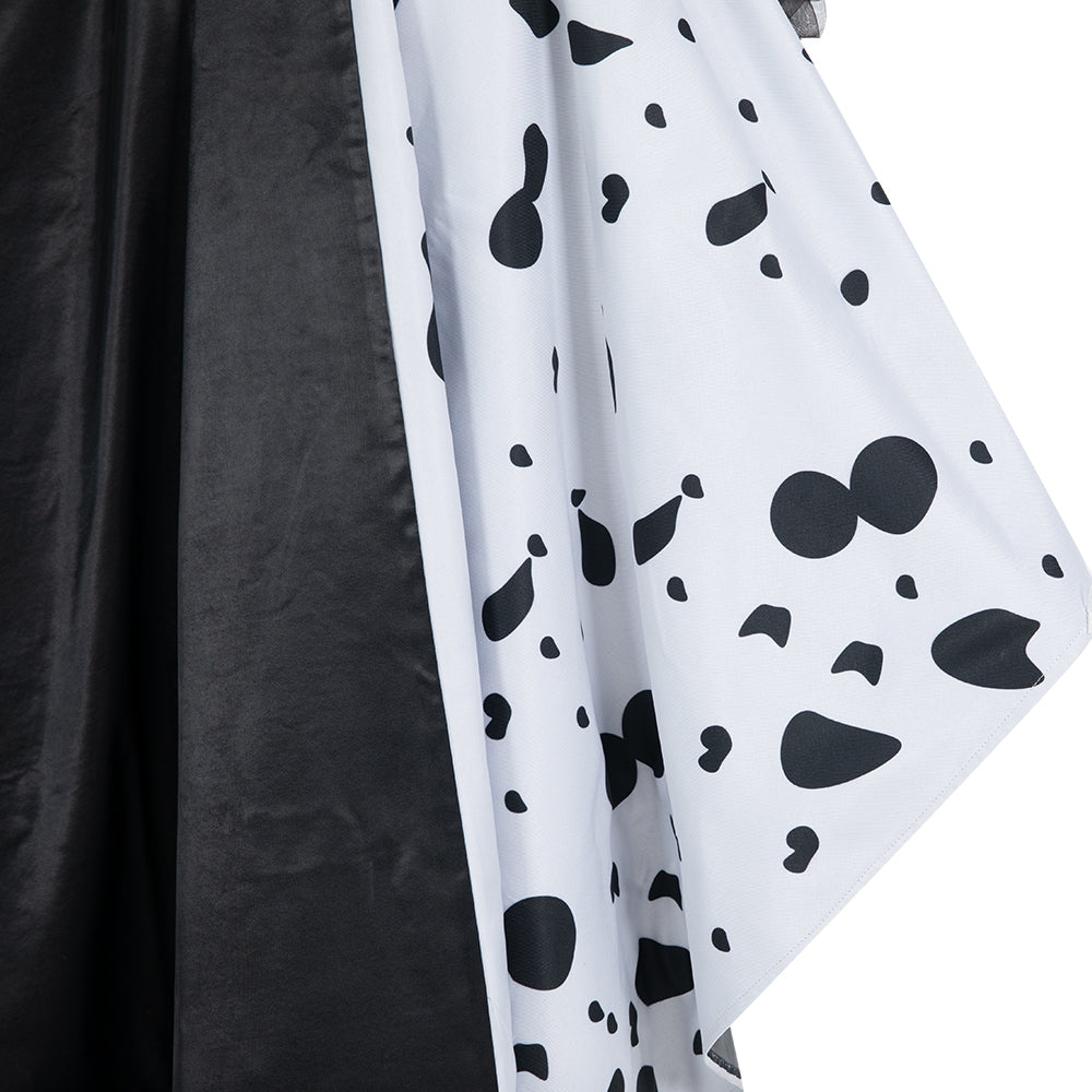 Cruella Deville Cosplay Costume Black White Spot Coat Halloween Carnival Outfit - Image 16