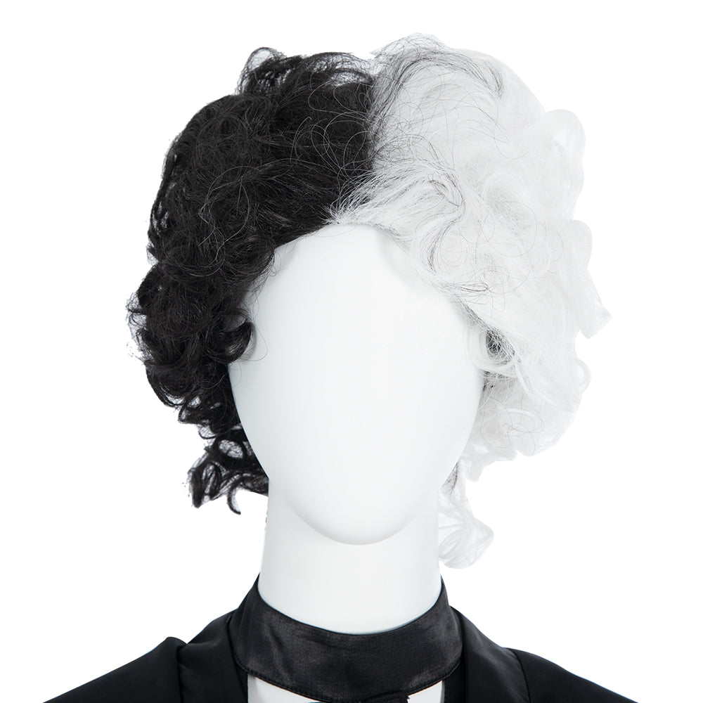 Cruella Deville Cosplay Costume Black White Spot Coat Halloween Carnival Outfit - Image 3
