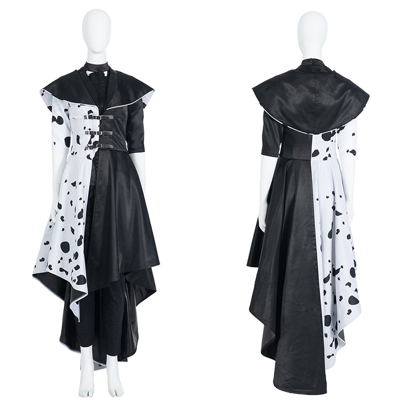 Cruella Deville Cosplay Costume Black White Spot Coat Halloween Carnival Outfit - Image 6