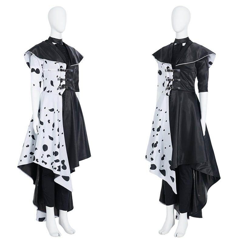 Cruella Deville Cosplay Costume Black White Spot Coat Halloween Carnival Outfit - Image 7