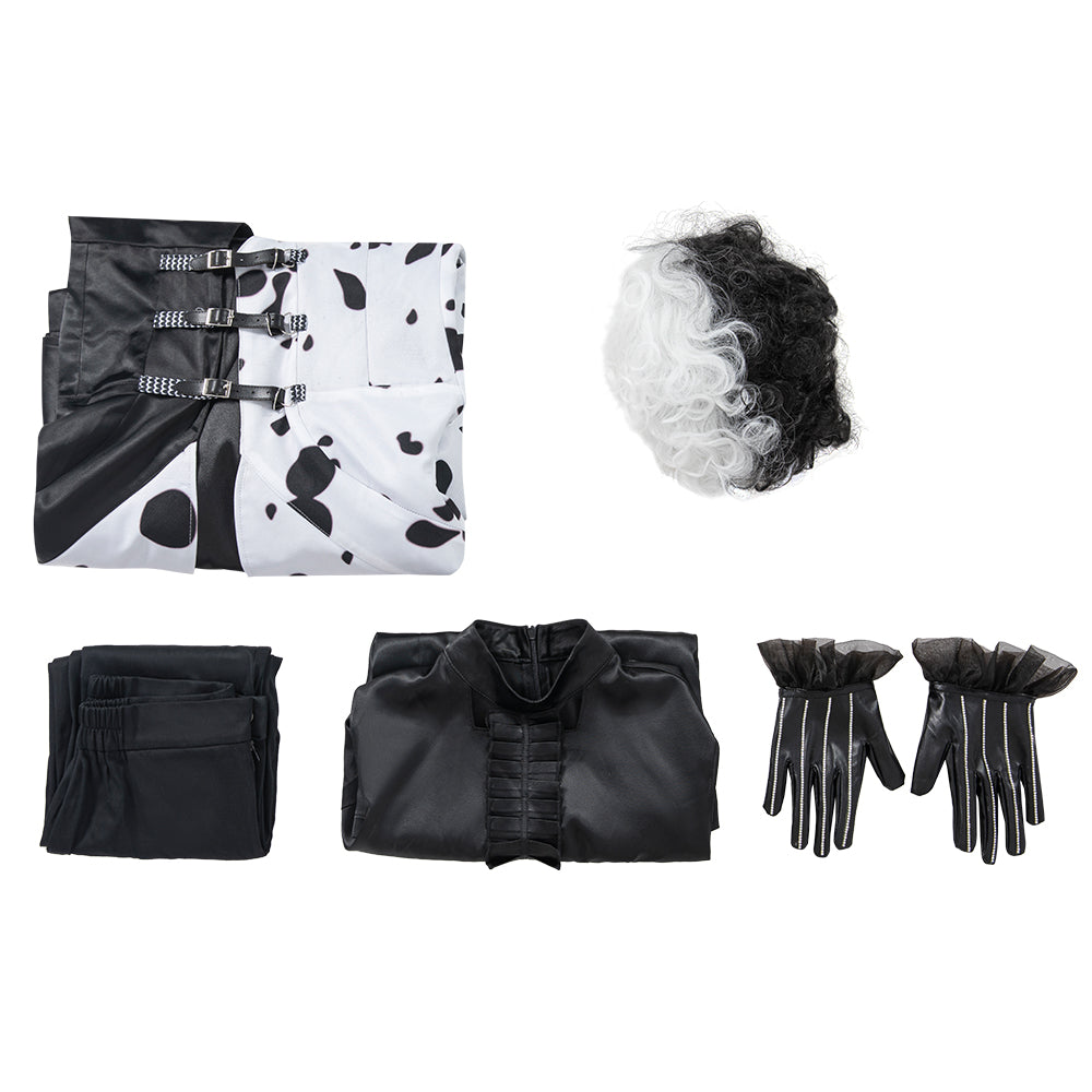 Cruella Deville Cosplay Costume Black White Spot Coat Halloween Carnival Outfit - Image 8