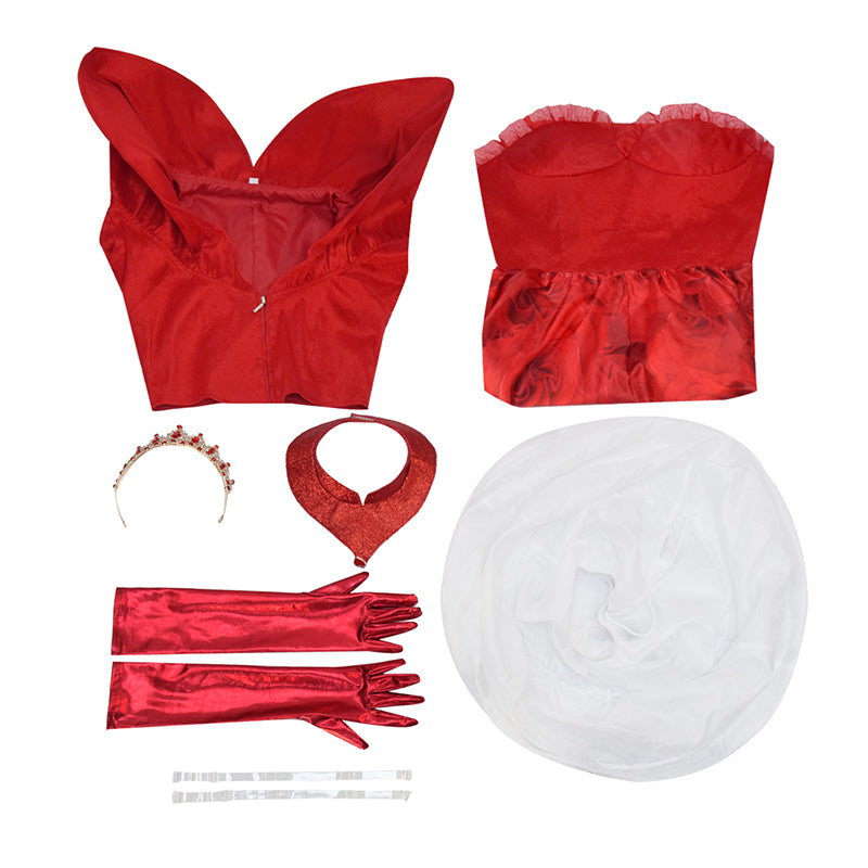 Descendants: The Rise of Red Cosplay Costume Queen of Hearts Red Dress Suit - Image 12