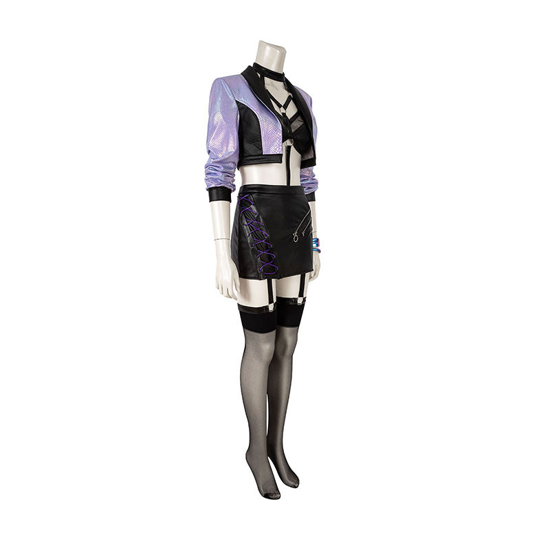 KDA Evelynn Cosplay League Of Legends Costume Purple Sexy Uniform Bra Coat Skirt - Image 2