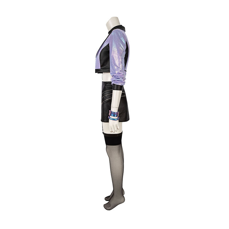 KDA Evelynn Cosplay League Of Legends Costume Purple Sexy Uniform Bra Coat Skirt - Image 3