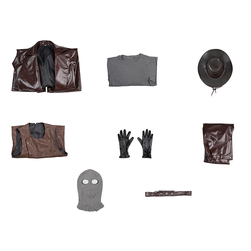 Spider Man Noir Cosplay Costume Brown Leather Halloween Outfit - Image 10