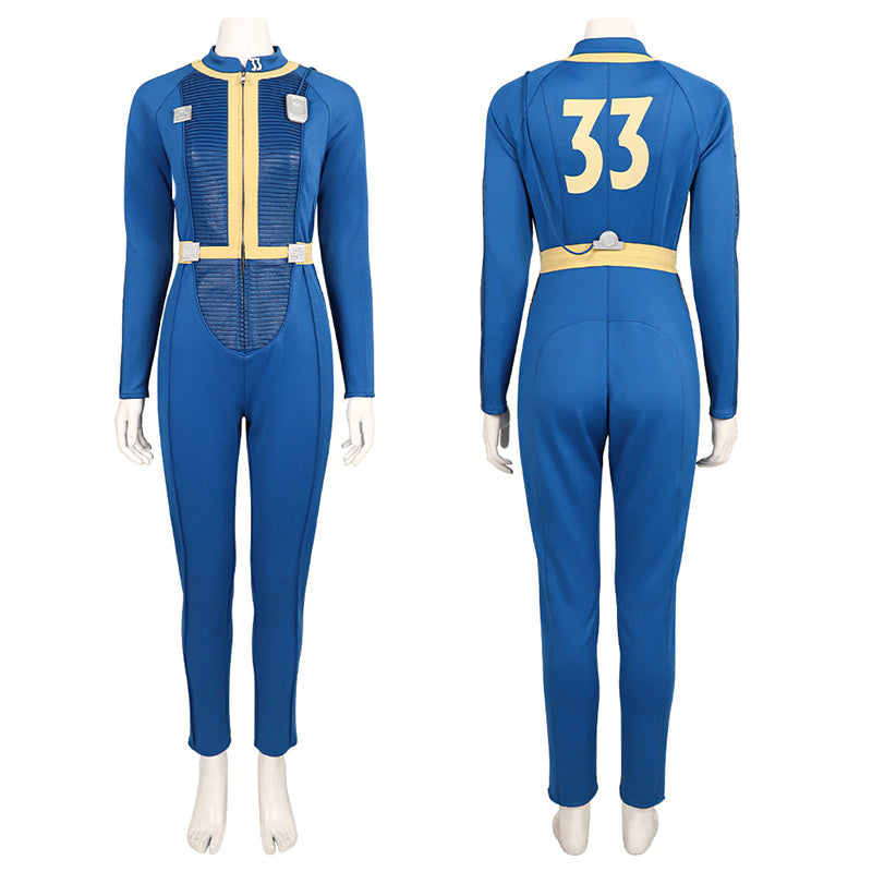 Female Fallout Lucy Cosplay Costume Vault 33 Jumpsuit Vault Dweller Blue Uniform - Image 6