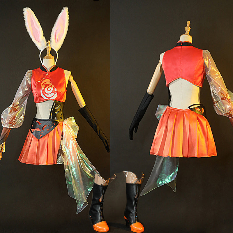 Honor of Kings Gongsun Li Costume Gameplay Rabbit Dress Chinese Dance Uniform - Image 2