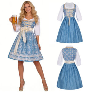 Bavarian Oktoberfest Halloween Dress – 230831 court Oktoberfest dirndl style 4 jacquard blue