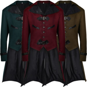 Halloween Steampunk Medieval Men's Coat – Black