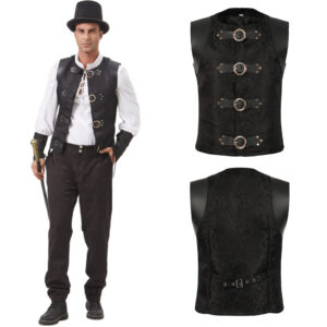 Halloween Medieval Vintage Men's Vest – 2476 pirate shirt style 3 white