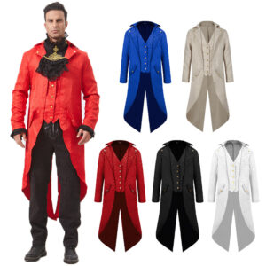 Medieval Punk Vintage Men's Tailcoat – Jacquard Tailcoat Red