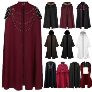 Medieval Vintage Stage Costume – Cloak Cape Black