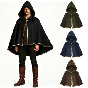 Halloween Medieval Vintage Men's Stage Costume – Trim Shawl Blue