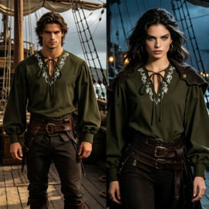 Short-sleeve Unisex Crew Neck Embroidered Top Costume