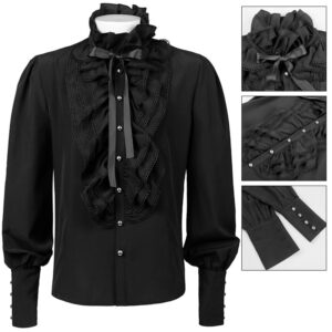 Victorian Steampunk Medieval Men's Stage Costume – Men's Ruched Shirt White