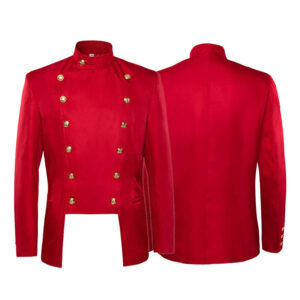 Halloween Medieval Court Men's Stage Costume – Stand Collar Jacket Red
