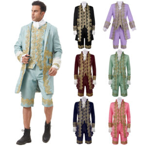 Halloween Medieval Court Gown – Embroidered Prince Tuxedo Blue