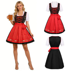 Oktoberfest Maid Dress – Black Red Oktoberfest Dirndl