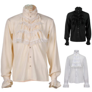 Gothic Stand-Collar Ruffle Men's Shirt