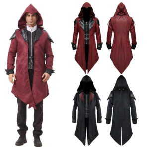 Medieval Vintage Stand-Collar Men's Coat – Black