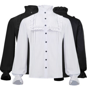 Halloween Victorian Medieval Men's Stage Costume – Victorian shirt style 1 black