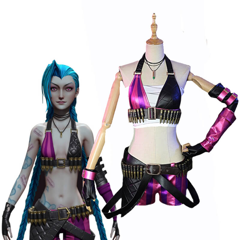 League of Legends Jinx Halloween Costumes Game LOL Jinx Cosplay Outfit