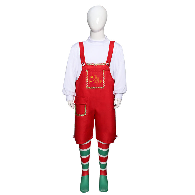 Kids Christmas Costume Christmas Elf Performance Outfit Halloween Party Suit - Image 3