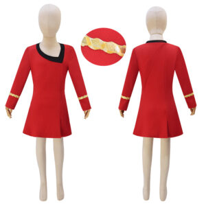 Kids Star Trek Uniform Starfleet Duty Red Dress Classic Uhura Dress Cosplay Costume