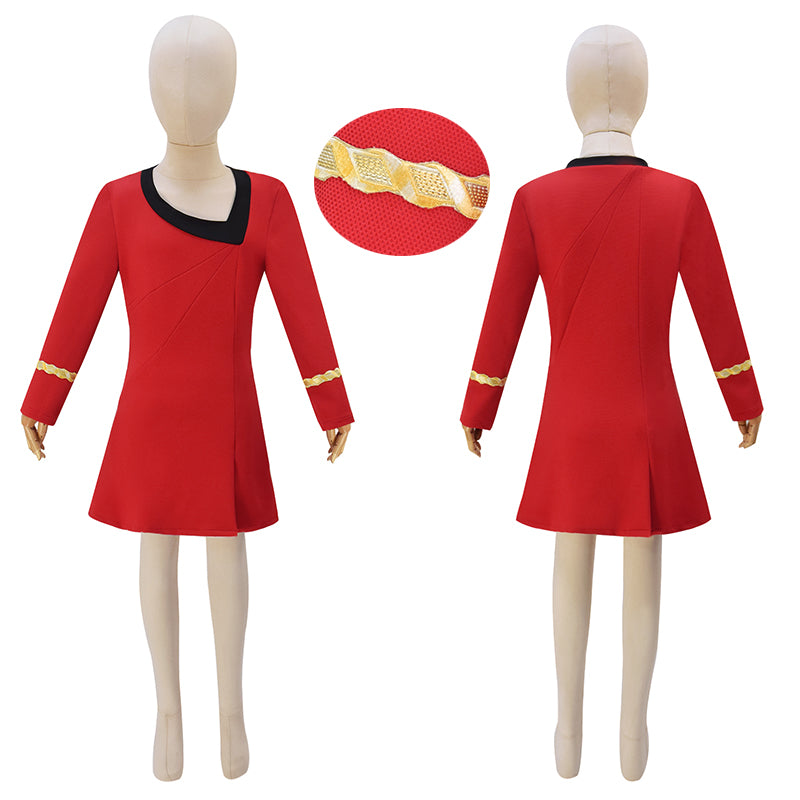 Kids Star Trek Uniform Starfleet Duty Red Dress Classic Uhura Dress Cosplay Costume