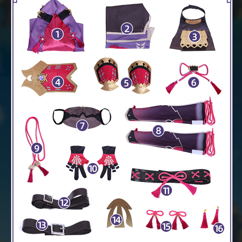 Genshin Impact Kuki Shinobu Cosplay Costume Genshin Sexy Vest Pants Halloween Outfit - Image 14