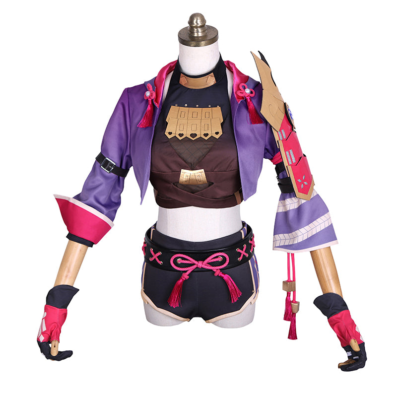 Genshin Impact Kuki Shinobu Cosplay Costume Genshin Sexy Vest Pants Halloween Outfit - Image 2