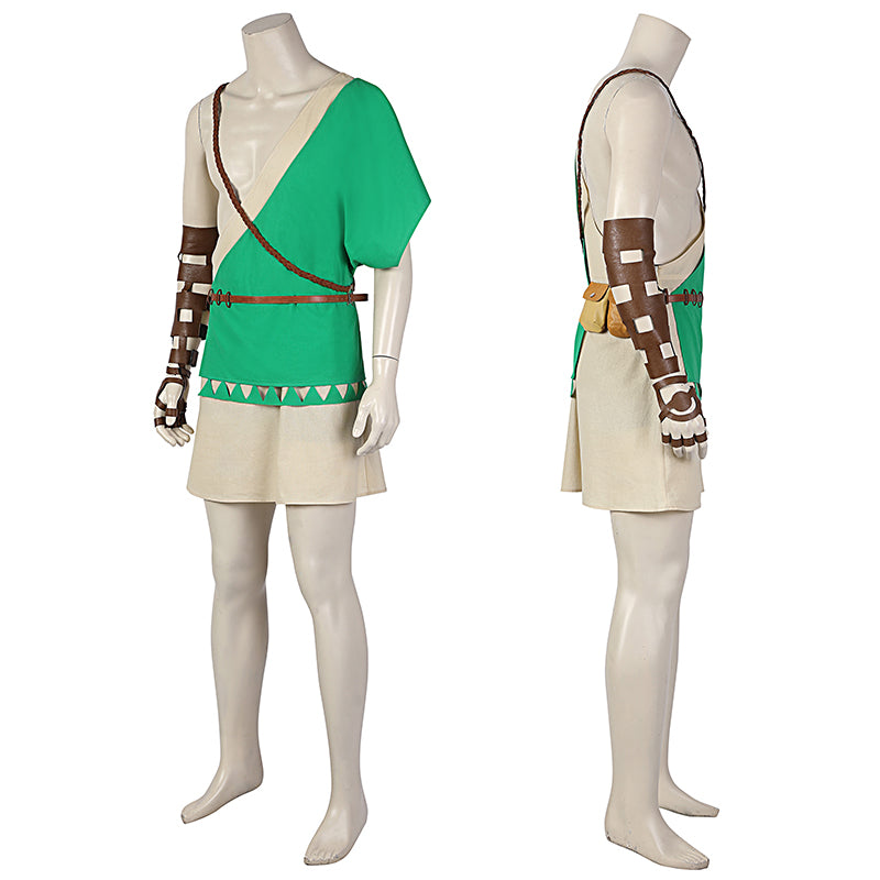 Link Costume The Legend of Zelda: Breath of The Wild 2 Cosplay Green Battle Suit - Image 4