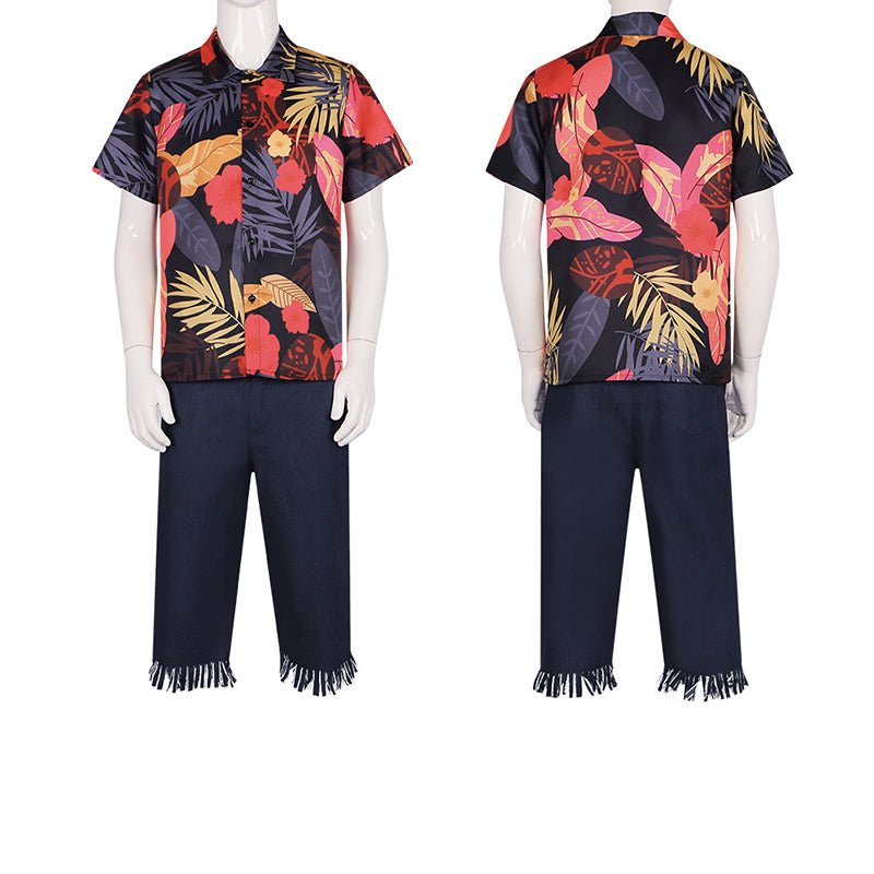 One piece Luffy Cosplay Costume 2023 Luffy Flower Hawaii Shirt Outfit Halloween Suit - Image 7