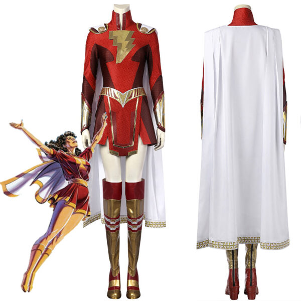 Shazam! Fury Of The Gods Mary Marvel Cosplay Lady Shazam Costume Supergirl Jumpsuit With Boots