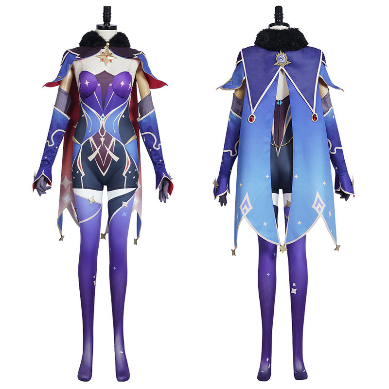 Genshin Impact Mona Megistus Cosplay Costume Anime Astrologist Purple Uniform Halloween Party Dress - Image 2