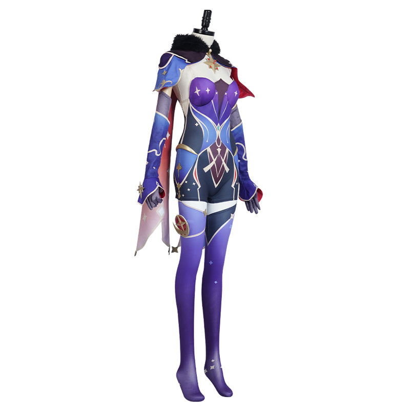 Genshin Impact Mona Megistus Cosplay Costume Anime Astrologist Purple Uniform Halloween Party Dress - Image 3