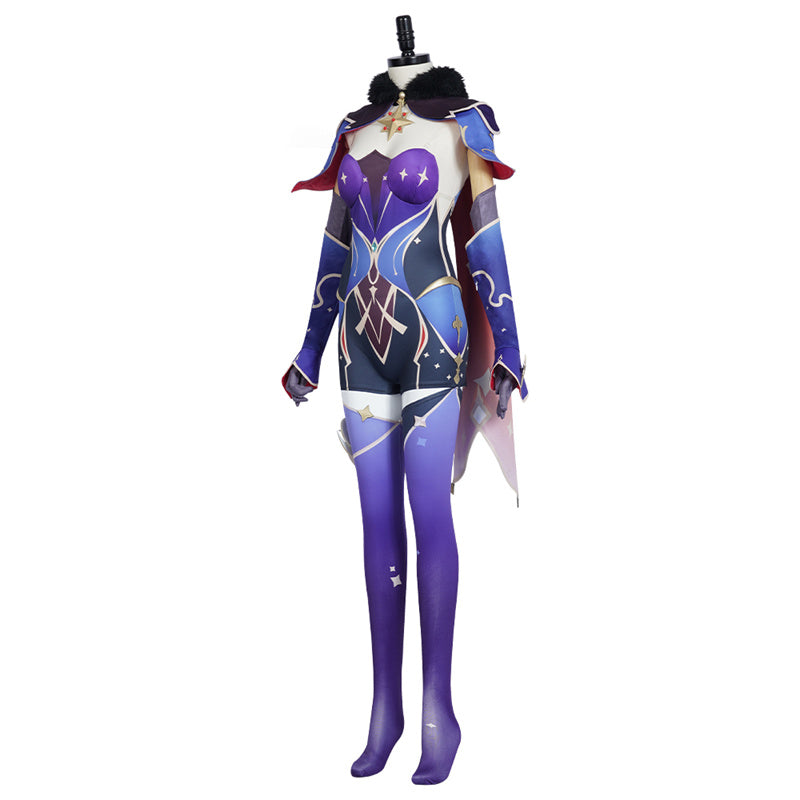 Genshin Impact Mona Megistus Cosplay Costume Anime Astrologist Purple Uniform Halloween Party Dress - Image 4